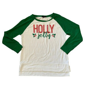 Christmas Shirt, Size Medium, HOLLY JOLLY, 3/4 sleeve.